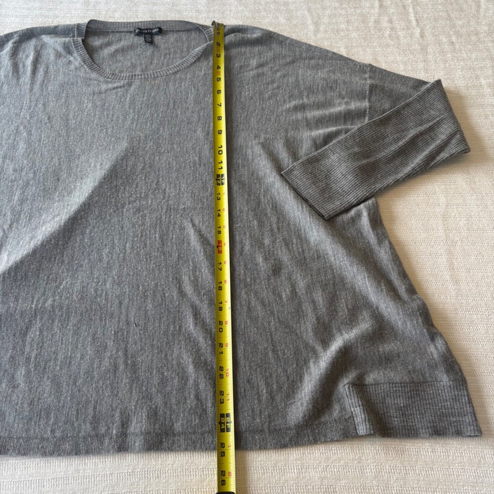 Eileen Fisher Grey 100% Merino Wool Boxy Oversized Sweater Large F5MU - Picture 9 of 9